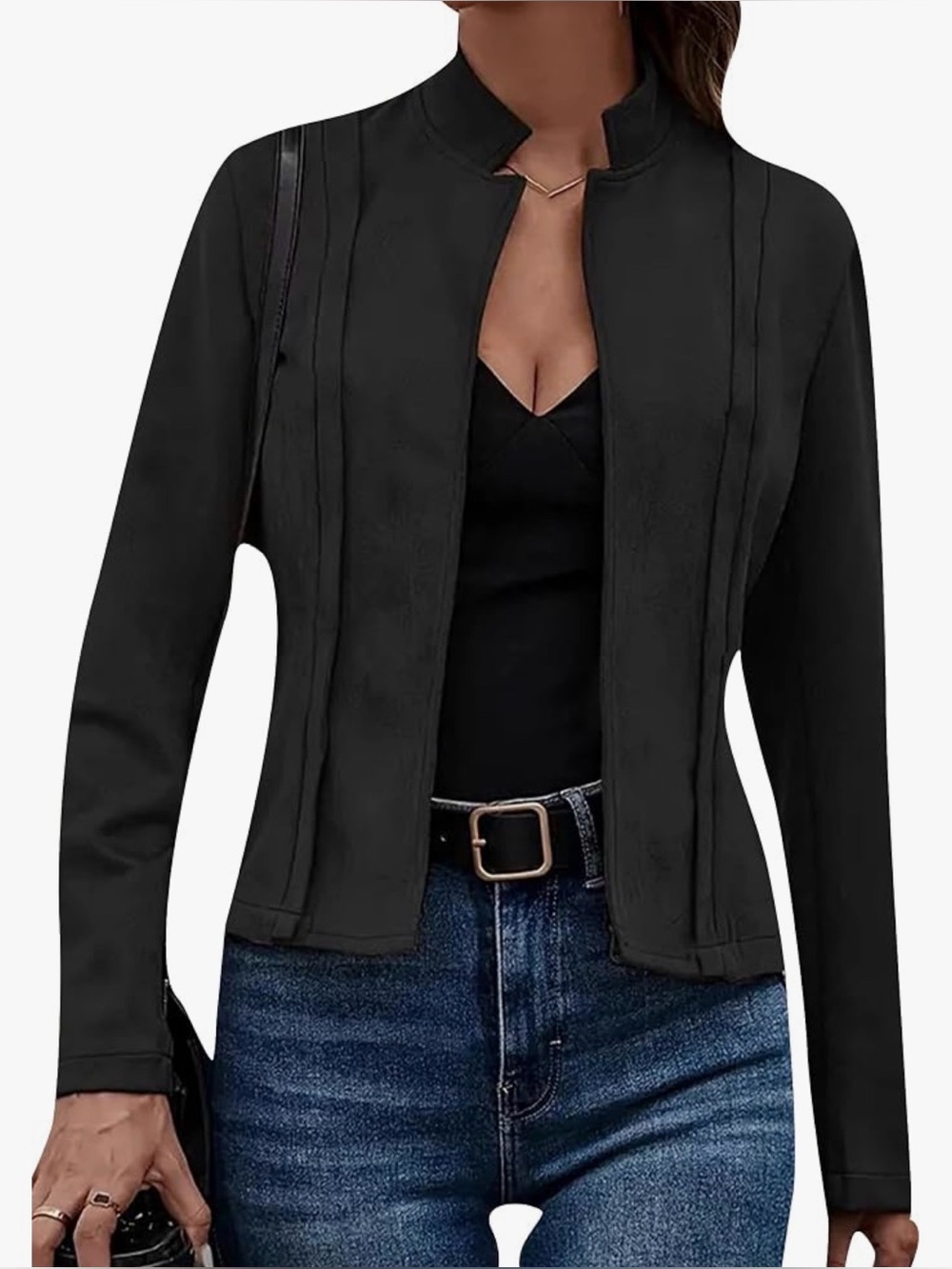 Women’s Faux Suede Moto Jacket, Small